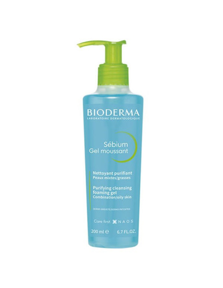 Bioderma Sébium Gel Moussant Nettoyant Purifiant Peaux Mixtes à Grasses 200ml