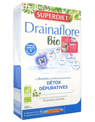 SuperDiet Drainaflore Bio 20 Ampoules