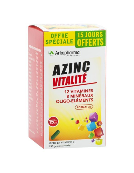 Azinc vitalité Adulte 120 + 30 gelules offerte
