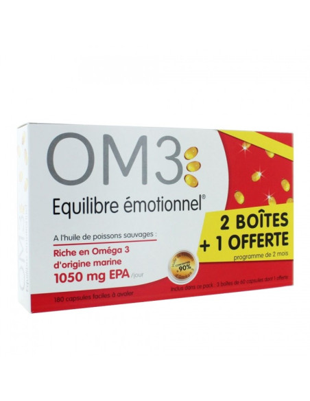 Complément équilibre émotionnel om3 2 boîtes+1 offerte 180 capsules