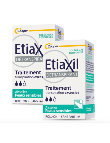 Etiaxil Détranspirant Aisselles Peaux Sensibles Roll-On Lot de 2 x 15 ml