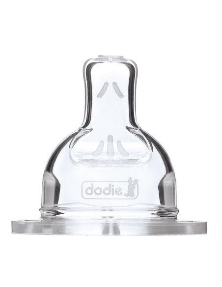 Dodie Tétine Plate Col Large 0-6 Mois Silicone Débit 1 Transparent