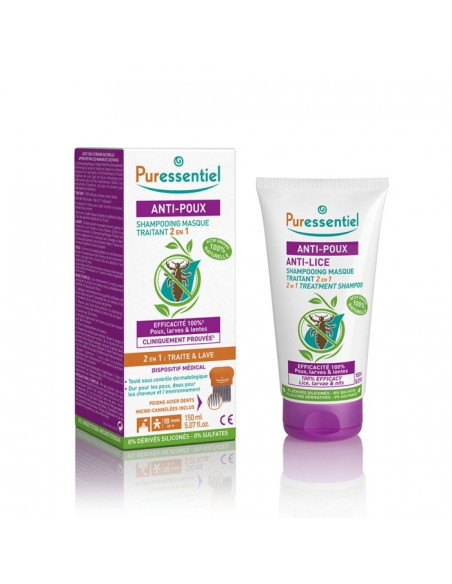 Puressentiel Anti-Poux Shampoing Masque Traitant 2 en 1 150ml + Peigne