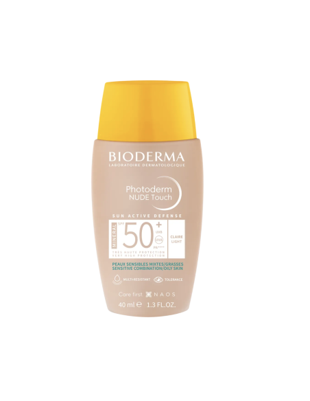 Bioderma Photoderm Nude Touch Soin Solaire Minéral Teinté Claire SPF50+ Peaux Sensibles Mixtes/Grasses 40ml