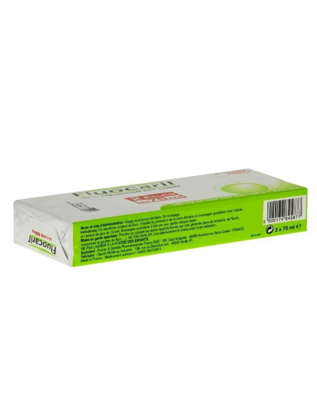 Fluocaril Bifluore 250mg Menthe Pâte Dentifrice 2 Tubes de 75ml