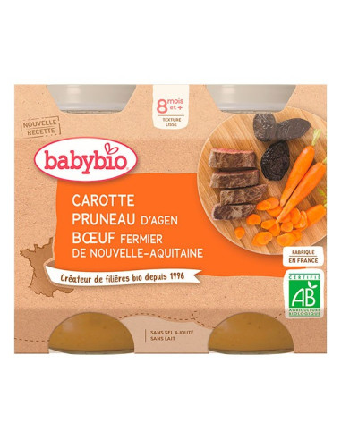 BABYBIO Pots carotte pruneau boeuf  -...
