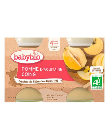 BABYBIO Alim inf pomme coing 2P/130g
