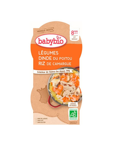 BABYBIO Bols Légumes Dinde Riz Dès 8...