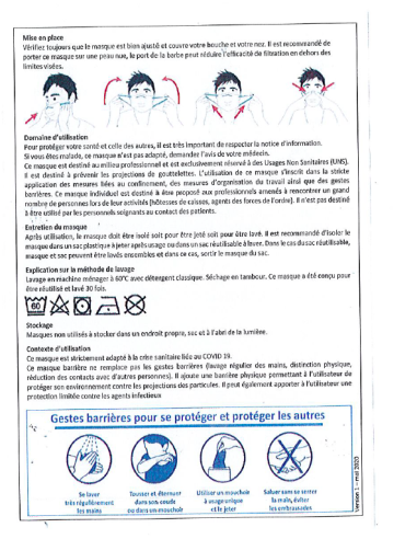 Masque barriere catégorie 1 UNS1...