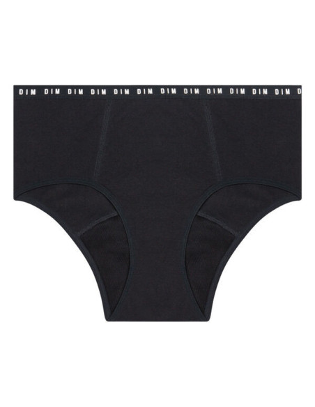 DIM Protect Shorty menstruel lavable en coton bio noir Flux moyen Taille 48/50