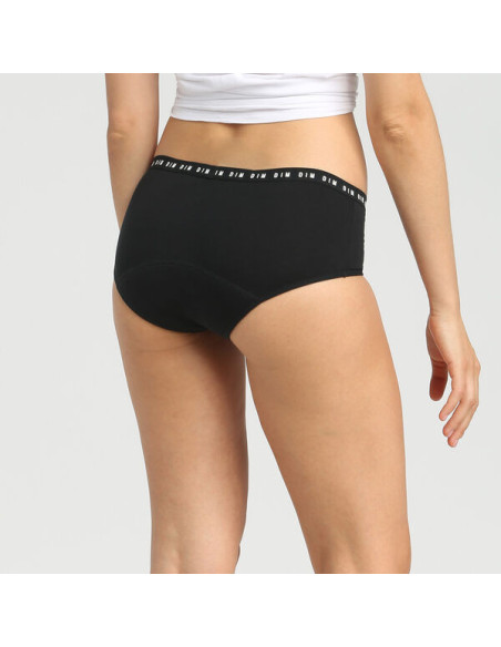 DIM Protect Shorty menstruel lavable en coton bio noir Flux moyen Taille 48/50