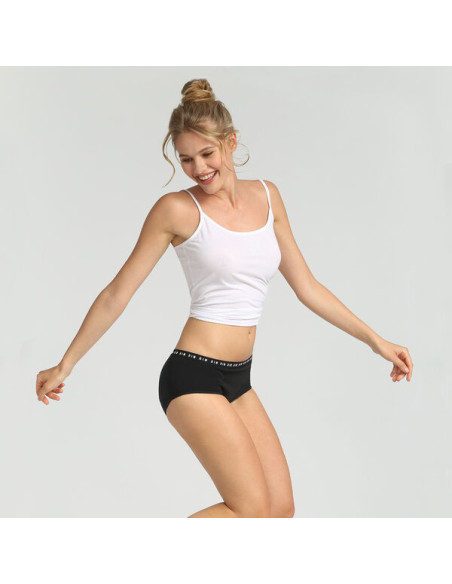 DIM Protect Shorty menstruel lavable en coton bio noir Flux moyen Taille 48/50
