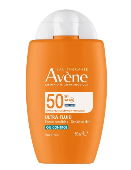 Avène SOLAIRE - Ultra Fluid Oil Control SPF50 Sans Parfum - Visage - Peaux Sensibles, 50ml