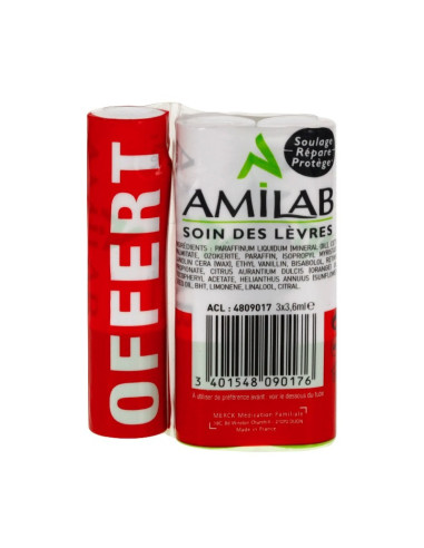 Amilab baume lèvres 3 sticks x3.6ml