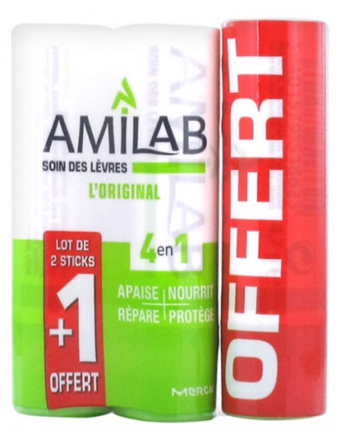 Amilab baume lèvres 3 sticks x3.6ml