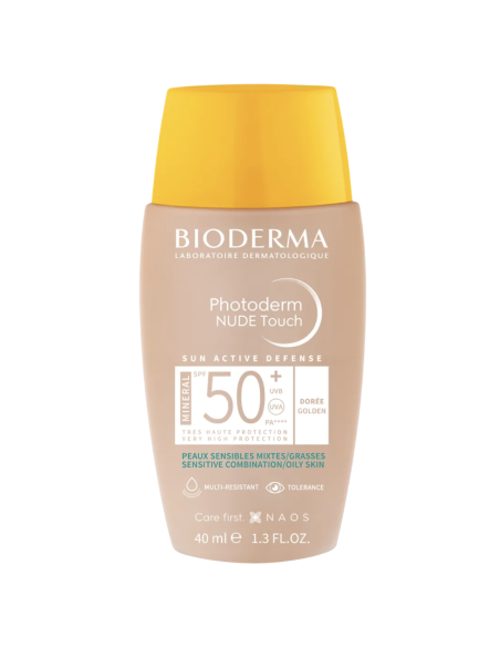 Bioderma Photoderm Nude Touch Crème Solaire Minérale SPF50+ Teinte Dorée Peaux Sensibles Mixtes 40ml